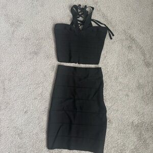 Bebe Elegant Black Bandage 2 piece Set